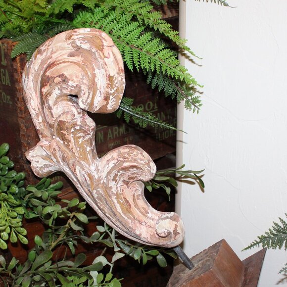 Chippy VTG 16" Rustic Wood & Iron Architectural Salvage Relic Statuary Finial - Picture 2 of 11